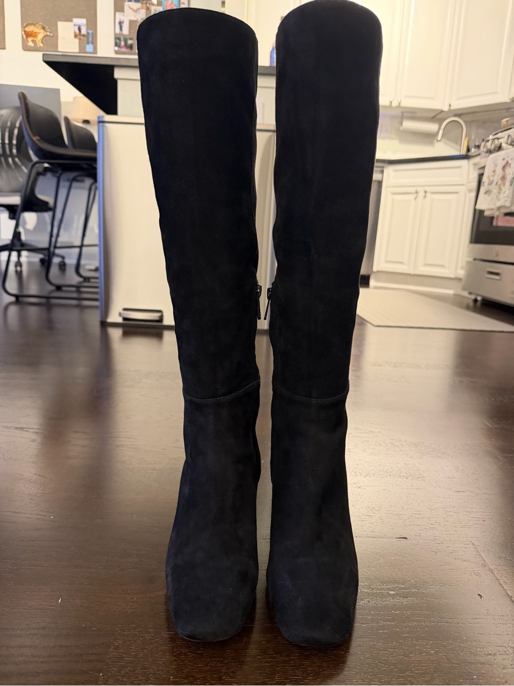 Sam Edelman Black Suede Knee-High Heeled Boots